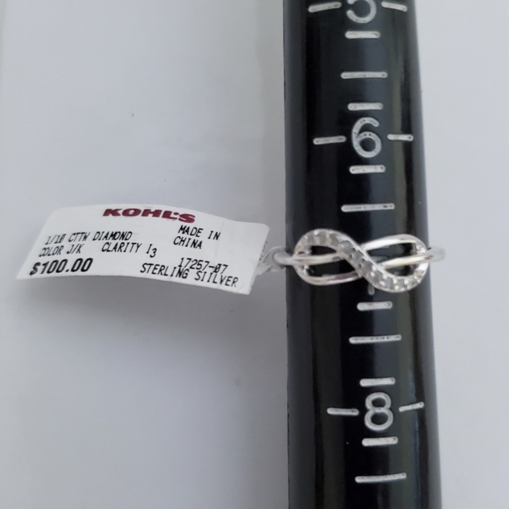NEW 10 Genuine I3 Diamonds Infinity Ring 925 Sterling Silver Sz 7